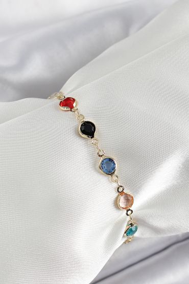 Pirinç Asorti Model Gold Renk Zirkon Taşlı Kadın Bileklik - TJ-BB7039