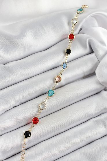 Pirinç Asorti Model Gold Renk Zirkon Taşlı Kadın Bileklik - TJ-BB7039