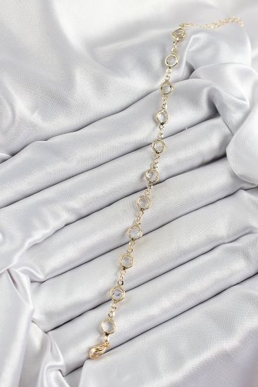 Pirinç Gold Renk Zirkon Taşlı Kadın Bileklik - TJ-BB7045