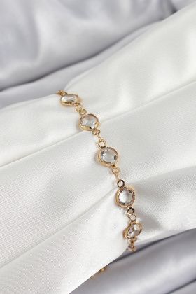 Pirinç Gold Renk Zirkon Taşlı Kadın Bileklik - TJ-BB7050
