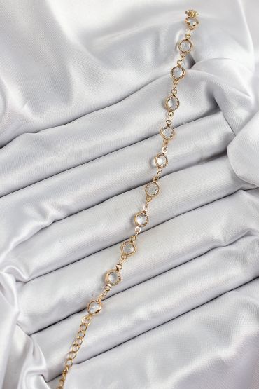Pirinç Gold Renk Zirkon Taşlı Kadın Bileklik - TJ-BB7050