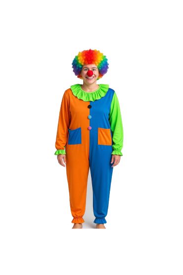 Palyaço Kostüm Seti 150 Cm Peruk + Burun + Kostüm