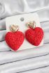 Kırmızı Kalp Figürlü Hasır Örgü Model Gold Renk Kadın Küpe - TJ-BKP10735