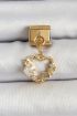 316L Çelik Sallantılı Zirkon Taşlı Kalp Model Gold Renk Nomination Charm - TJ-BC1409