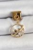 316L Çelik Sallantılı Zirkon Taşlı Satürn Model Gold Renk Nomination Charm - TJ-BC1418