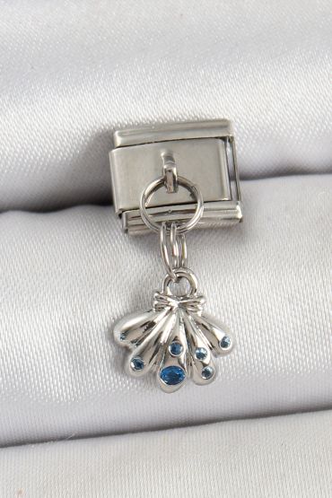 316L Çelik Sallantılı Fiyonklu Buket Model Gümüş Renk Nomination Charm - TJ-BC1444