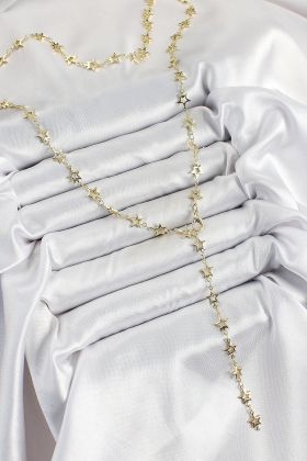 Pirinç Gold Renk Yıldızlı Kadın Y Kolye - TJ-BKO10301