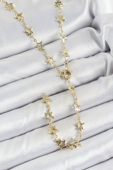 Pirinç Gold Renk Yıldızlı Kadın Y Kolye - TJ-BKO10301