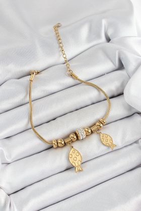 316L Çelik Gold Renk Balık Model Kadın Bileklik - TJ-BB7076
