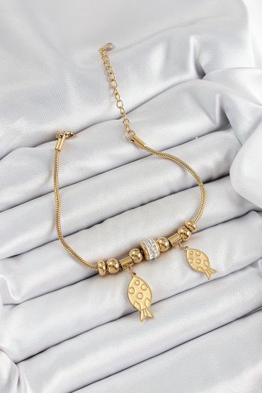 316L Çelik Gold Renk Balık Model Kadın Bileklik - TJ-BB7076