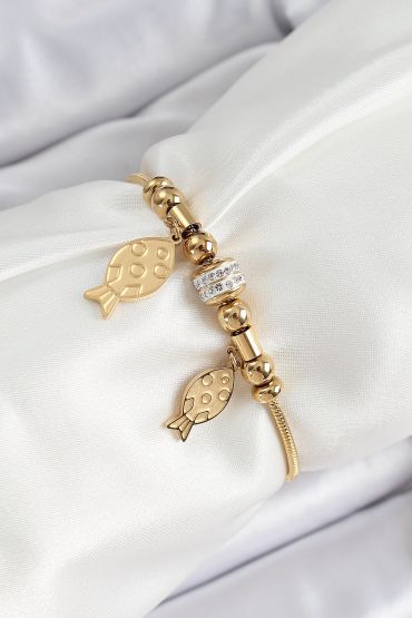 316L Çelik Gold Renk Balık Model Kadın Bileklik - TJ-BB7076