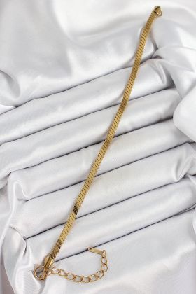 316L Çelik Gold Renk Yassı Zincir Model Kadın Bileklik - TJ-BB7086