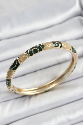 Mineli Pirinç Siyah ve Kahverengi Motifli Kadın Kelepçe - TJ-BB7170