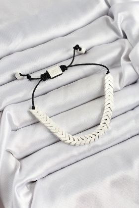 Pirinç Asansörlü Beyaz Juju Kadın Bileklik - TJ-BB7188