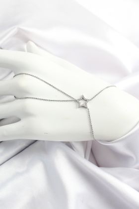 Pirinç Gümüş Renk Zirkon Taşlı Yıldız Model Şahmeran - TJ-SN677