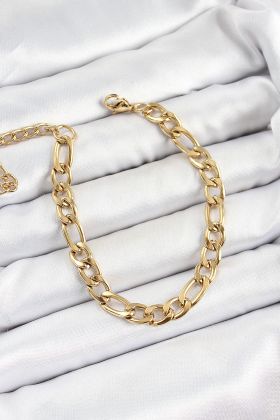 316L Çelik Gold Renk Kalın Zincir Erkek Bileklik - TJ-EB3737