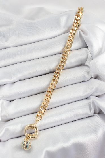 Pirinç Nazar Model Zirkon Taşlı Gold Renk VİP Seri Kadın Bileklik - TJ-BB7210