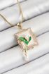316L Çelik Zincir Beyaz Sanatsal Portre Sallantılı İnci Detaylı Lale Model Gold Renk Kadın Kolye - TJ-BKO10308