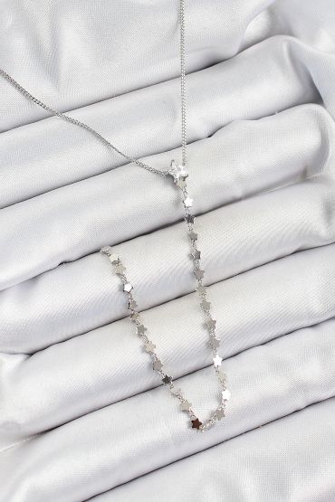 Pirinç Zirkon Taşlı Yıldız Figürlü Y Model Gümüş Renk Kadın Kolye - TJ-BKO10309