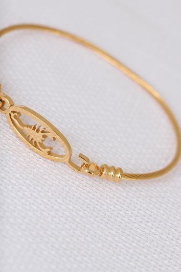 Gold Çelik Akrepli Erkek Kelepçe Bileklik - TJ-EB1902