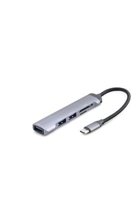 Usb Hub Combo 5In1 Usb Type-C Sd + Tf Card Gri HDX7039