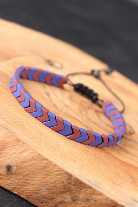 Mor Taşlı Erkek Bileklik - TJ-EB2752-KS