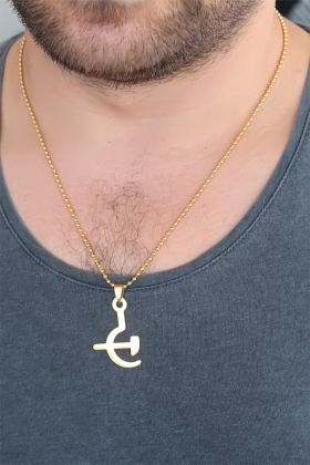 Gold Renk Metal Orak ve Balta Figürlü Erkek Kolye - TJ-ERK345