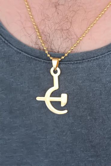 Gold Renk Metal Orak ve Balta Figürlü Erkek Kolye - TJ-ERK345