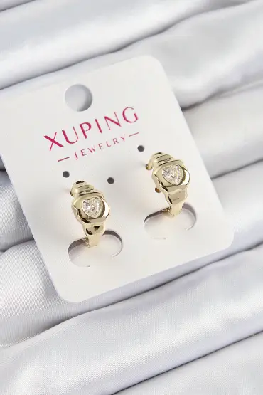 Xuping Zirkon Taşlı Kalp Model Gold Renk Kadın Küpe - TJ-BKP10840