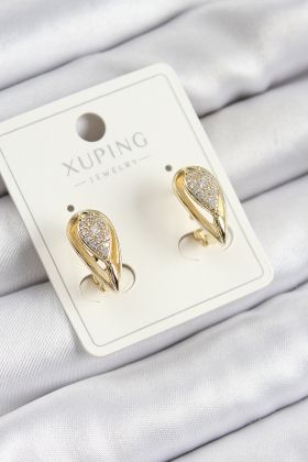 Xuping Zirkon Taşlı Damla Model Gold Renk Kadın Küpe - TJ-BKP10844