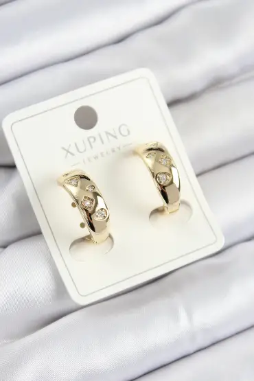 Xuping Zirkon Taşlı Halka Model Gold Renk Kadın Küpe - TJ-BKP10845