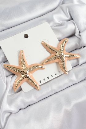 Pirinç Krem Deniz Yıldızı Model Vintage Kadın Küpe - TJ-BKP10867