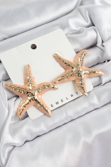 Pirinç Krem Deniz Yıldızı Model Vintage Kadın Küpe - TJ-BKP10867