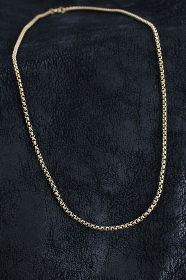 316L Çelik Örme Zincir Model Gold Renk Erkek Kolye - TJ-ERK1391