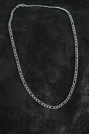 316L Çelik Klasik Figaro Zincir Model Gümüş Renk Erkek Kolye - TJ-ERK1393