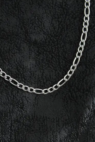 316L Çelik Klasik Figaro Zincir Model Gümüş Renk Erkek Kolye - TJ-ERK1393