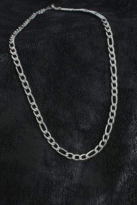 316L Çelik Kalın Figaro Zincir Model Gümüş Renk Erkek Kolye - TJ-ERK1394