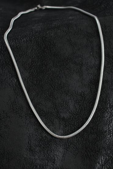 316L Çelik Oval İtalyan Zincir Model Gümüş Renk Erkek Kolye - TJ-ERK1396