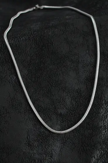 316L Çelik Oval İtalyan Zincir Model Gümüş Renk Erkek Kolye - TJ-ERK1396