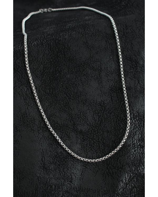 316L Çelik Örme Zincir Model Gümüş Renk Erkek Kolye - TJ-ERK1399