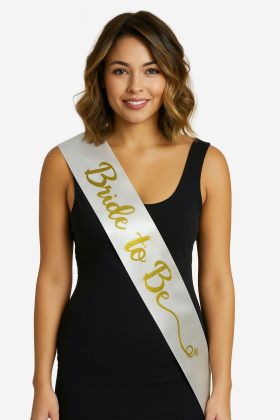 Beyaz Saten Üzerine El Yazısı İtalik Altın Bride To Be Kuşağı