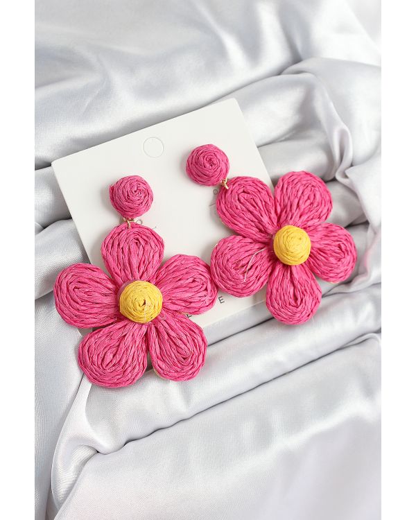 Pirinç Pembe Papatya Model Gold Renk Kadın Hasır Küpe - TJ-BKP10897