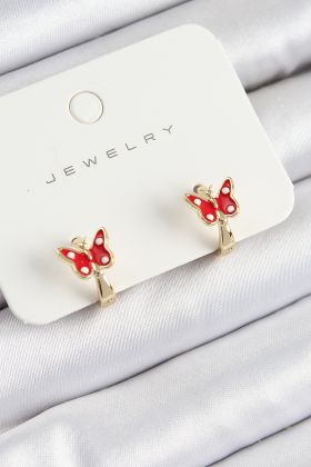 Pirinç Kelebek Model Gold Renk Çocuk Küpe - TJ-BKP10907