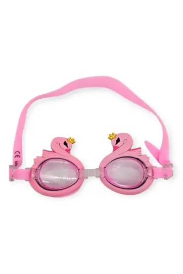 Çocuk Yüzücü Gözlüğü Silikon Taşıma Çantalı Pembe Kuğu - 9014