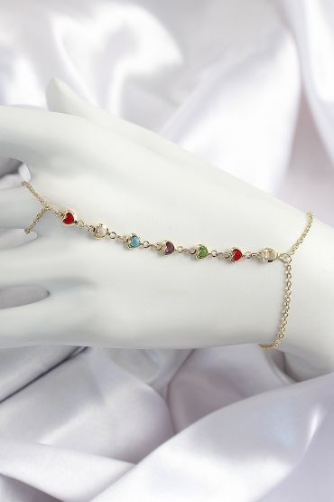 Pirinç Renkli Kalpli Zirkon Taşlı Y Model Gold Renk Kadın Şahmeran - TJ-SN680