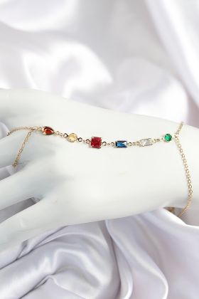 Pirinç Renkli Zirkon Taşlı Y Model Gold Renk Kadın Şahmeran - TJ-SN684