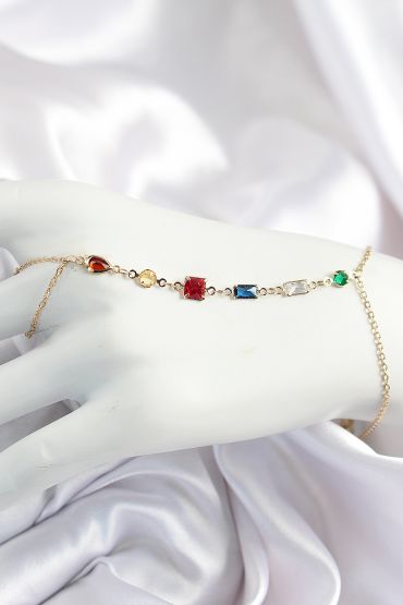 Pirinç Renkli Zirkon Taşlı Y Model Gold Renk Kadın Şahmeran - TJ-SN684