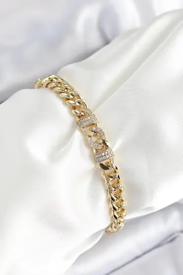 Xuping Pirinç Klasik Zincir Model Gold Renk Kadın Bileklik - TJ-BB7477