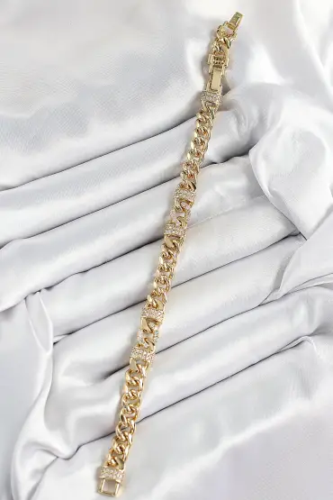 Xuping Pirinç Klasik Zincir Model Gold Renk Kadın Bileklik - TJ-BB7477