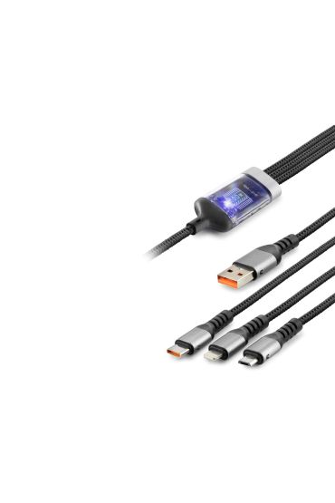 Usb To Type-C + Lıghtnıng + Usb Mıcro Hızlı Şarj 3In Data Kablo 20W Siyah HDX1400